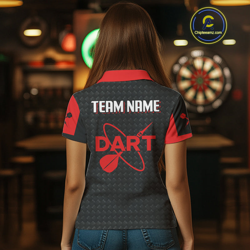 Women's Custom Dart Shirt - Maroon & Black Pattern With Bold Darts | Personalized Name NYN0326
