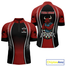 Load image into Gallery viewer, Men’s Custom Darts Shirt - Crimson Bull And Standard Dart Board | Personalized Name NYN0329
