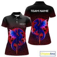 Load image into Gallery viewer, Colorful Gradient Dragon Dartboard Red Women's Darts Shirt - Custom Name &amp; Team Jersey NYN0589
