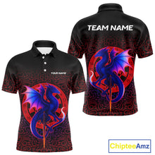Load image into Gallery viewer, Colorful Gradient Dragon Dartboard Red Men's Darts Shirt - Custom Name &amp; Team Jersey NYN0589