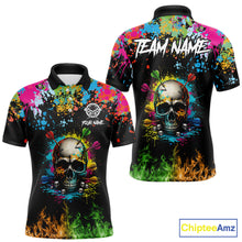Load image into Gallery viewer, Custom Colorful Skull Dart Arrow Fire Flame Men Darts Polo League Shirts Dart Jerseys NYN2242