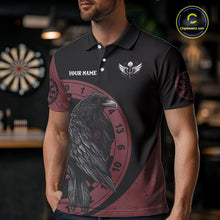 Load image into Gallery viewer, Personalized Black Raven Celtic Tribal Polynesian Dart Shirts For Men, Custom Dart Jerseys NYN0011