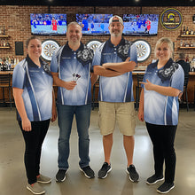 Load image into Gallery viewer, Personalized Blue And Silver Funny Lion Darts Shirt Lion Darts Polo &amp; 1/4-Zip For Women Darts Gifts NYN2899