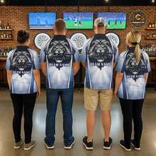 Load image into Gallery viewer, Personalized Blue And Silver Funny Lion Darts Shirt Lion Darts Polo &amp; 1/4-Zip For Women Darts Gifts NYN2899