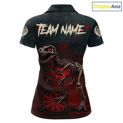 Red Splatter Grunge Dinosaur Darts Shirt For Women Custom Skeleton Horror Team Dart Jerseys NYN3118
