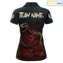 Load image into Gallery viewer, Red Splatter Grunge Dinosaur Darts Shirt For Women Custom Skeleton Horror Team Dart Jerseys NYN3118