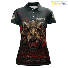 Load image into Gallery viewer, Red Splatter Grunge Dinosaur Darts Shirt For Women Custom Skeleton Horror Team Dart Jerseys NYN3118