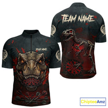 Load image into Gallery viewer, Red Splatter Grunge Dinosaur Darts Shirt For Men Custom Skeleton Horror Team Dart Jerseys NYN3118