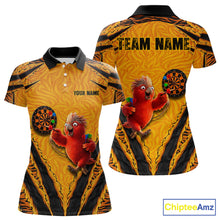 Load image into Gallery viewer, Custom Yellow Claws Pattern Darts Women Polo 14-Zip Shirt, Funny Parrot Darts Team Attire NYN3120