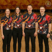Load image into Gallery viewer, Red And Yellow Rooster Gun Men Bowling Shirt Custom Funny Grunge Cute Bowling Team Outfits NYN3279