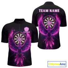 Load image into Gallery viewer, Custom Funny Flame Phoenix Pink Dartboard Dart Men Quarter-Zip Jerseys Outfits Dart Shirts NYN1743