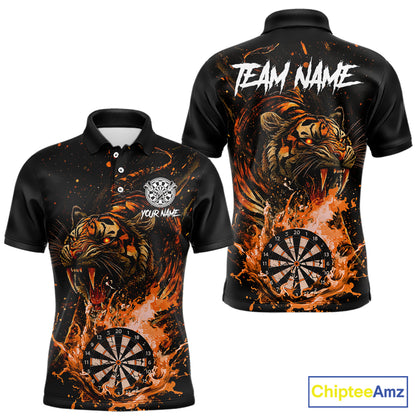 Custom Orange Horror Tiger Grunge Men Darts Polo League Shirts Splatter Dart Jerseys NYN2251