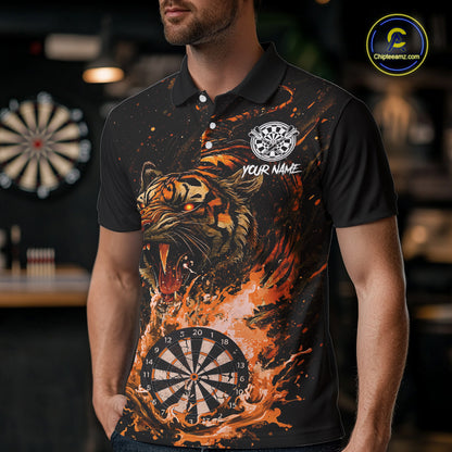 Custom Orange Horror Tiger Grunge Men Darts Polo League Shirts Splatter Dart Jerseys NYN2251