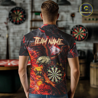 Red Smokes Flaming Eagle Dartboard Custom Men Darts Polo League Shirts Fire Dart Jerseys NYN2252