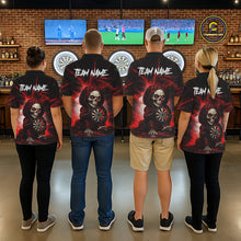 Load image into Gallery viewer, Black &amp; Red Grunge Light Caro Skeleton Men Darts Polo Shirt Custom Funny Dart Team Jerseys NYN2539