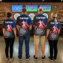 Load image into Gallery viewer, Smoke US Flag Colorful Heart Dartboard Women Darts Valentine Shirt Custom Dart Polo Couple Gifts NYN2544