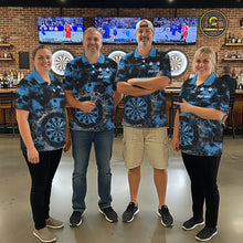 Load image into Gallery viewer, Blue Grunge Skull Cracked Glass Dartboard Custom Men Darts Quarter-Zip Shirts Dart Team Jerseys NYN2258