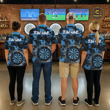Load image into Gallery viewer, Blue Grunge Skull Cracked Glass Dartboard Custom Men Darts Quarter-Zip Shirts Dart Team Jerseys NYN2258