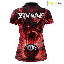 Load image into Gallery viewer, Dragon 3D Pool 8 Ball Women's Billiard Shirt Custom Red Flaming Billiard Team League Attire NYN2546