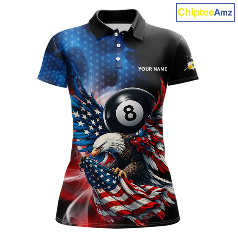 US Flag Eagle Pool 8 Ball & 9 Ball Women's Billiard Shirt Custom Freedom Patriotic Billiard Attire NYN2548