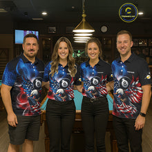 Load image into Gallery viewer, US Flag Eagle Pool 8 Ball &amp; 9 Ball Women's Billiard Shirt Custom Freedom Patriotic Billiard Attire NYN2548
