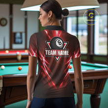 Load image into Gallery viewer, Black And Red 8 Ball Pool Billiard Shirts For Women Custom Lightning Pool Team Billiard Jersey NYN2925