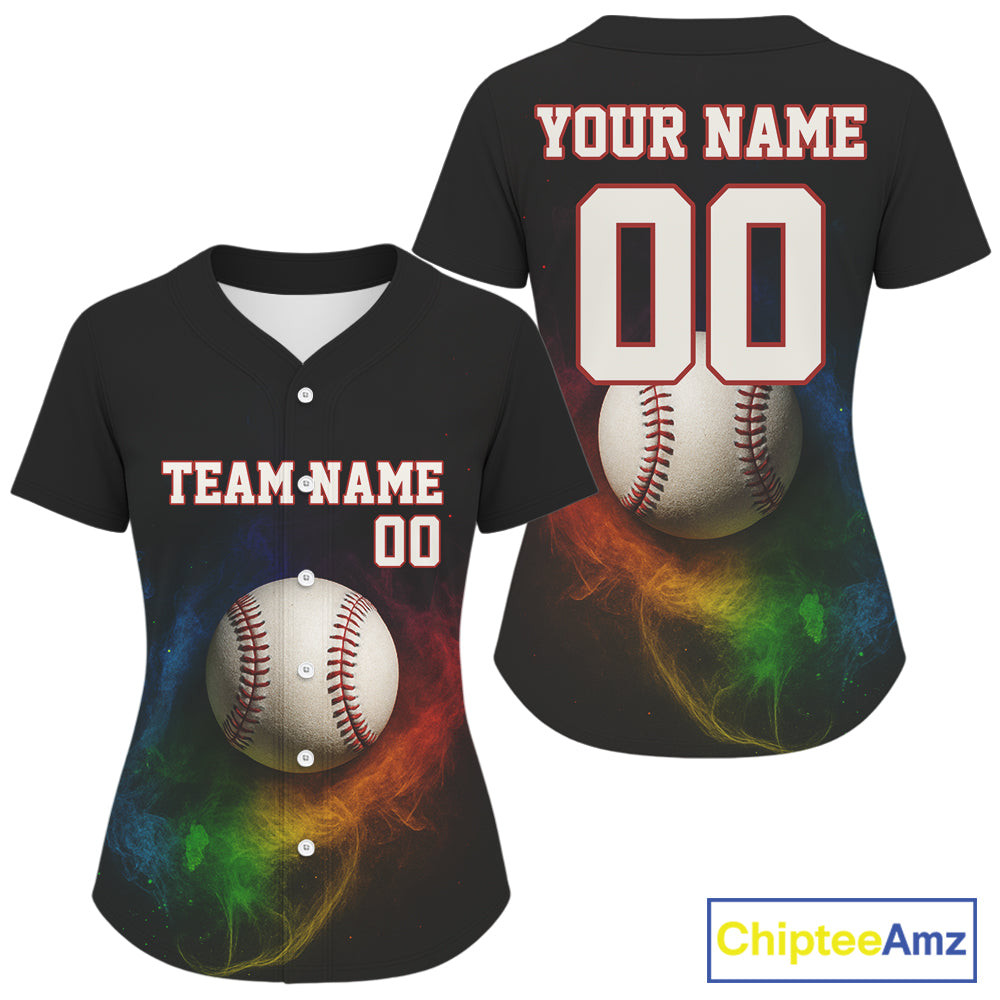 Custom Baseball Jersey For Women Personalized Colorful Baseball, Youth Baseball Jerseys NYN1178
