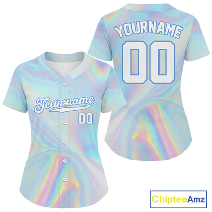 Custom Holographic Baseball Jersey For Women - Personalized Youth Authentic Baseball Jerseys NYN1179