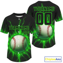 Load image into Gallery viewer, Custom Black And Lightning Green Baseball Ball Shirt For Men Baseball Tournament Jerseys NYN1506
