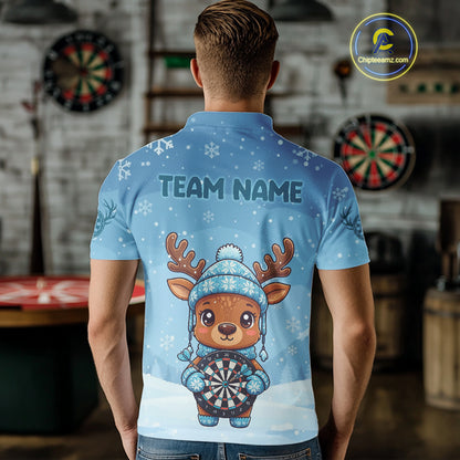 Reindeer Snowflakes Darts Shirt Custom Men Polo Dart Jerseys Funny Xmas Dart Jerseys NYN2043