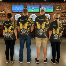 Load image into Gallery viewer, Gold Butterfly 3D Dartboard Custom Women Darts Quarter-Zip League Shirts Dart Team Jerseys NYN2262