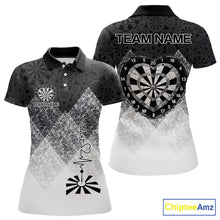 Load image into Gallery viewer, Black White Grunge Heart Dartboard Women Darts Valentine Shirt Custom Dart Polo Couple Gifts NYN2553
