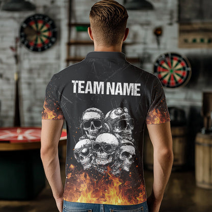 Personalized Fire Flame And Skulls Dart Shirts For Men, Custom Dart Team Jerseys NYN0021