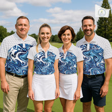 Load image into Gallery viewer, Mens Golf Clothing Blue Fluid Pattern Golf Polo Shirt Custom White Golf Ball Golf Upf Shirts NYN2929