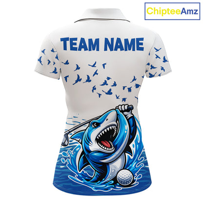 Women Funny Golf Shirts Waving Pattern Golf Clothing Custom Shark Golf Polo, Best Golf Gifts NYN2934