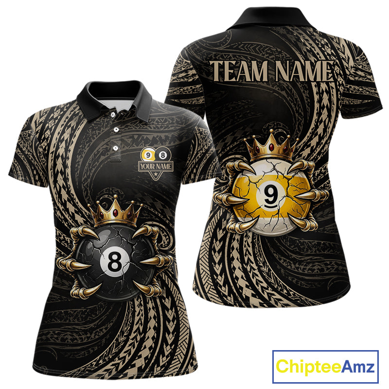 Tribal Pattern Billiard Shirts For Women Custom  Skull Crown 8 Ball And 9 Ball Billiard Team Jersey NYN3134