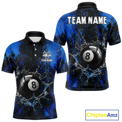 Watering 8 Ball Pool Billiard Shirts For Men Personalized Blue Splatter Billiard Team Jersey NYN3135
