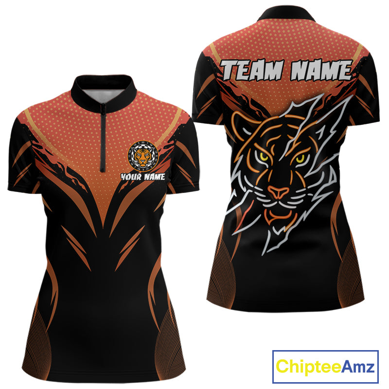 Custom Women's Dart Shirt With Orange Tiger Dartboard - Custom Team & Player Name NYN0358