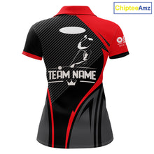 Load image into Gallery viewer, Black And Red Human Play Pool 8 Ball Women's Billiard Shirt Custom Billiard Team League Attire NYN2556
