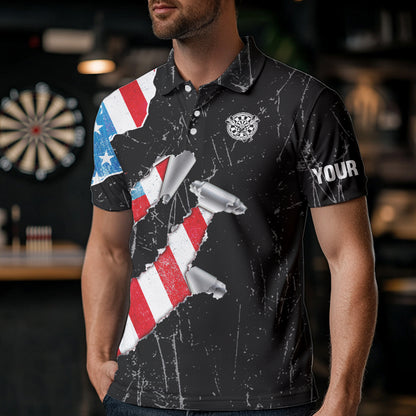 Custom American Flag Grunge Style Dart Shirts For Men, Dart Team Jerseys NYN0025
