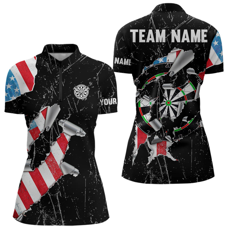 Custom American Flag Grunge Style Dart Shirts For Women, Dart Team Jerseys NYN0025