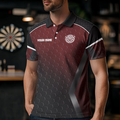 Custom Black And Red Hexagon Dragon Dartboard Dart Shirts For Men Dart Team Jerseys NYN0031