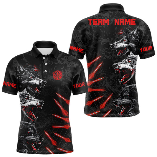 Custom Black-Red Wolfs Grunge Dart Shirts For Men Outfits Dart Tournament Jerseys NYN0032