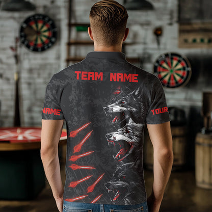 Custom Black-Red Wolfs Grunge Dart Shirts For Men Outfits Dart Tournament Jerseys NYN0032