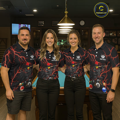 Funny Rooster 8 Ball Billiard Shirt For Women Custom Thunder Red Billiard Pool Shirt, Billiard Attire NYN3145