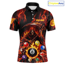 Load image into Gallery viewer, Grim Reaper 8 Ball Billiard Shirt For Men Custom Red Flames 8 Ball Pool Billiard Team Attire NYN3146