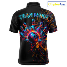 Load image into Gallery viewer, Funny Lion Colorful Splatter Bowling Polo Shirt For Men Custom Bowling Team Jersey Personalized League Bowler Apparel