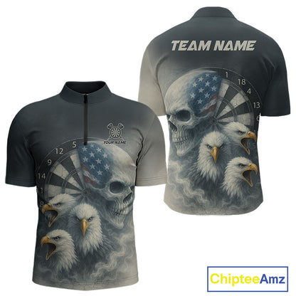 Personalized Patriotic Dart Shirt Custom Eagle Skull Dartboard Dart Jerseys For Men NYN1218
