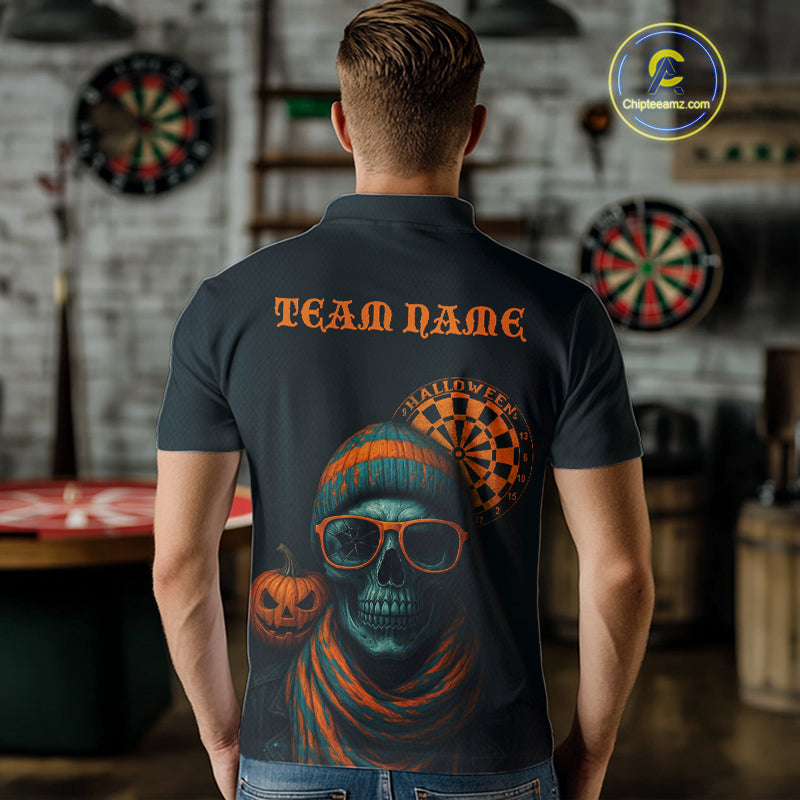 Custom Halloween Men Darts Shirt Personalized Halloween Pumpkin Skull Darts Jerseys NYN1230