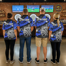 Load image into Gallery viewer, Blue &amp; Grey Smokes Dartboard Custom Men Darts Polo Shirts Grunge Dart League Jerseys NYN2280